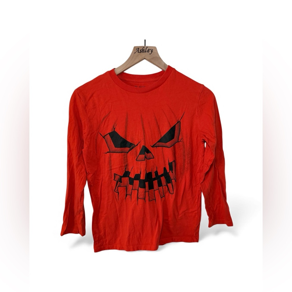 Boys The Children's Place Orange Pumpkin Graphic Long Sleeve Size XL - Picture 2 of 6
